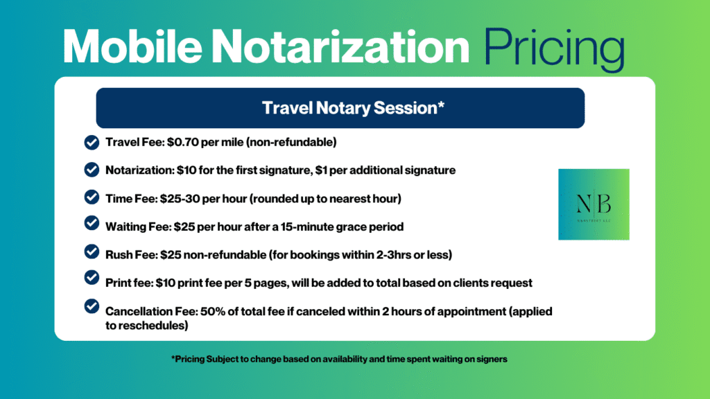 Mobile Notary Pricing — professional Texas mobile and online notary services specializing in real estate signings, loan signings, powers of attorney, affidavits, and remote online notarization (RON)